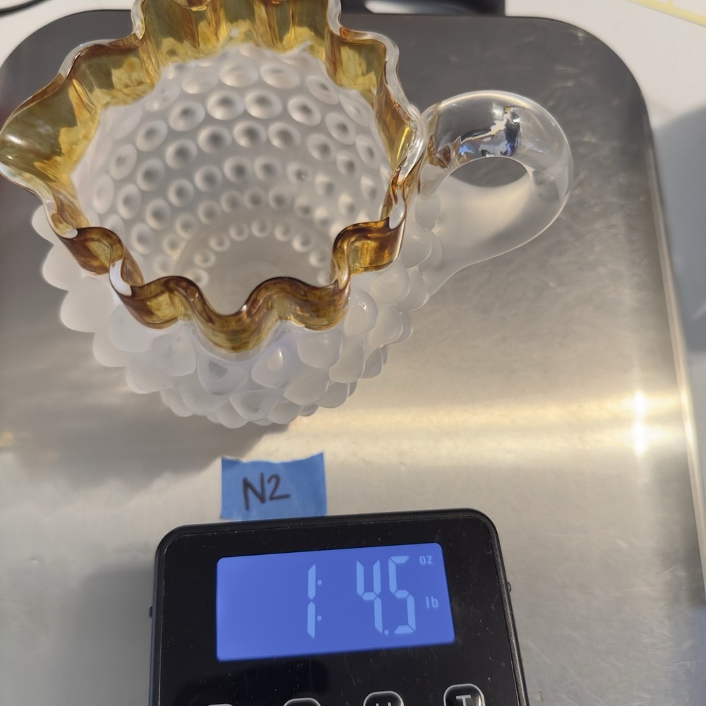 Hobbs Small Pitcher Cream Sugar Frances Ware Frosted Amber Dewdrop‎ Hobnail - Picture 7 of 7